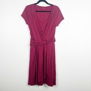Garnet Hill Women's Gathered Waist Dress Burgundy Sz M‎